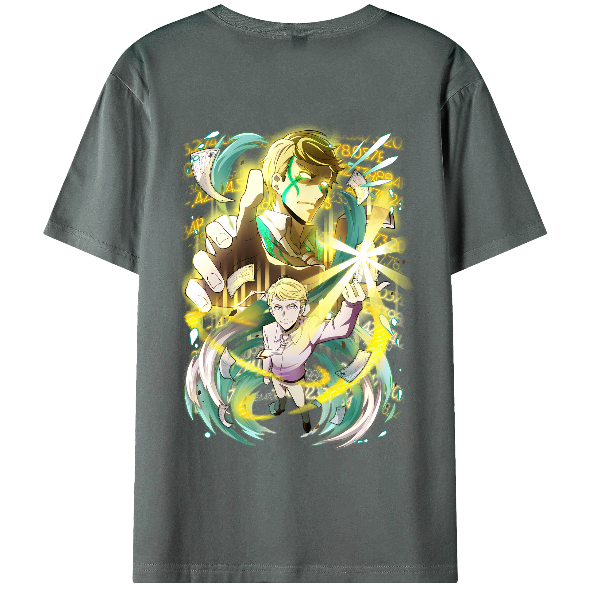 （画像用） 文豪ストレイドッグス Bungo Stray Dogs 綿100％ メンズ半袖Tシャツ（バックプリント） 通気性